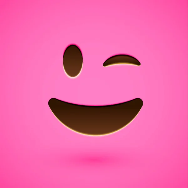 Faccina rosa realistica faccina sorridente, illustrazione vettoriale — Vettoriale Stock