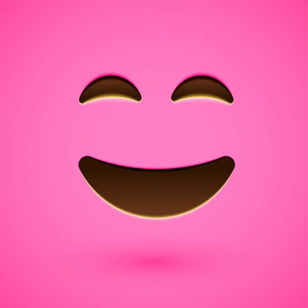 ピンクの現実的な顔文字スマイリー顔、ベクトルイラスト — ストックベクタ