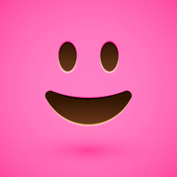 Cara sonriente emoticono realista rosa, ilustración vectorial — Vector de stock