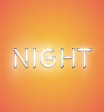 ' Gece '-gerçekçi Neon işareti, vektör illüstrasyon