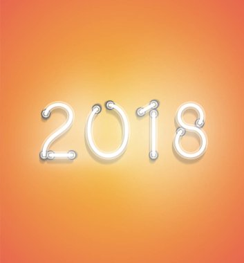 ' 2018 '-gerçekçi Neon işareti, vektör illüstrasyon