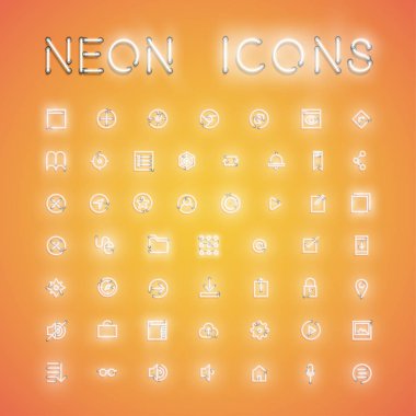 Web için ayarlanan parlayan gerçekçi Neon simgesi, vektör illüstrasyon
