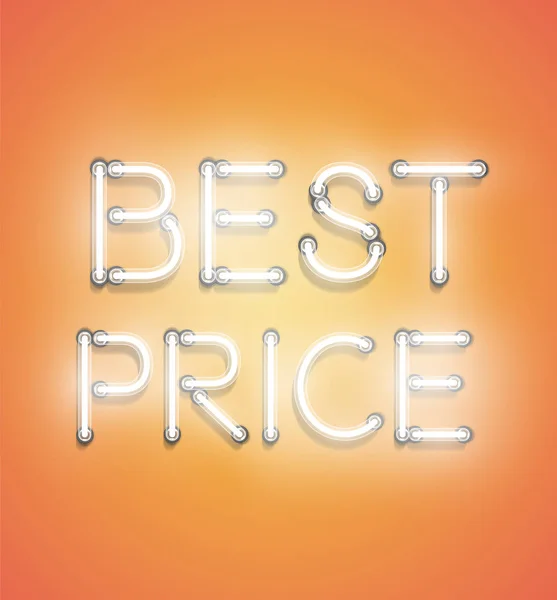 'BEST PRICE' - Realistic neon sign, vector illustration — Stock Vector