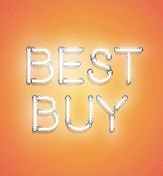 "Bästa köp"-realistiska neonskylt, vektor illustration — Stock vektor