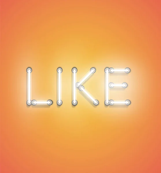 'LIKE' - Realistic neon sign, vector illustration — Stock Vector