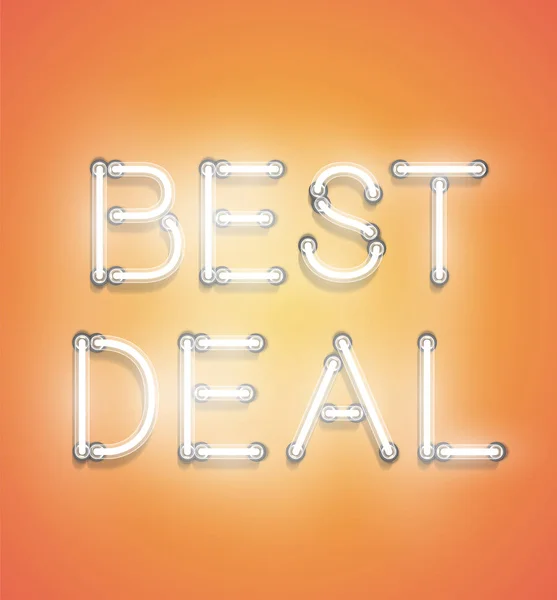 "Bästa Deal"-realistiska neonskylt, vektor illustration — Stock vektor