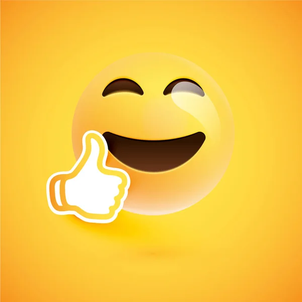 Emoticon with thumbs up, vector illustration — Stock Vector