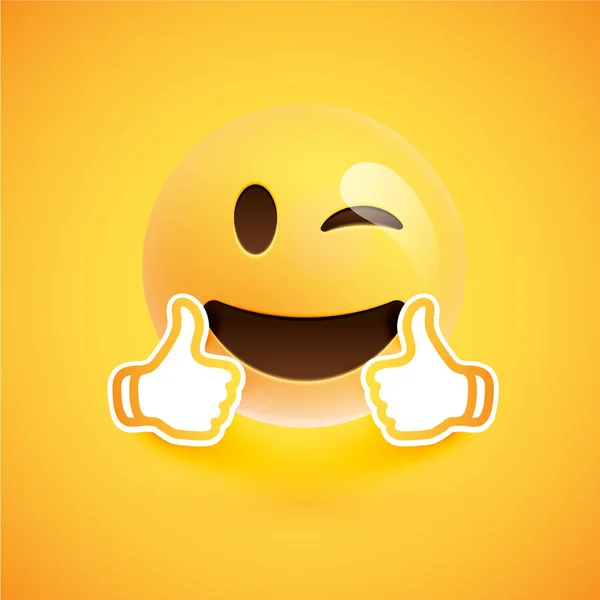 Emoticon with thumbs up, vector illustration — Stock Vector