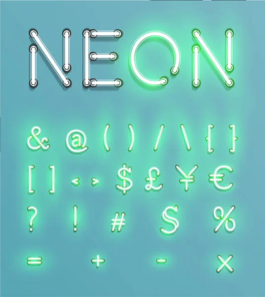 Realistic neon character typeset, vector — Stock Vector