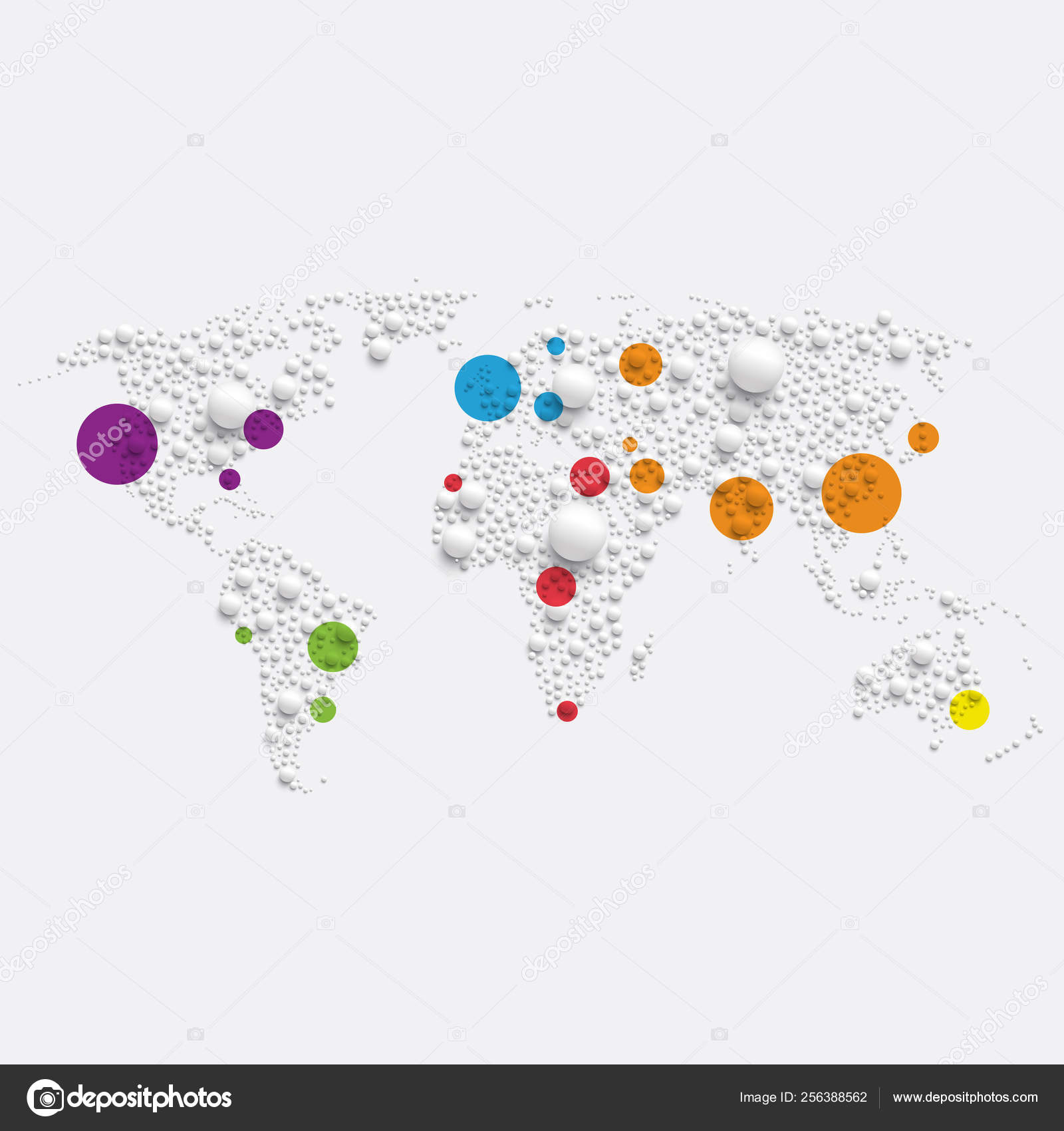 White world map made by balls, vector illustration Stock Vector Image