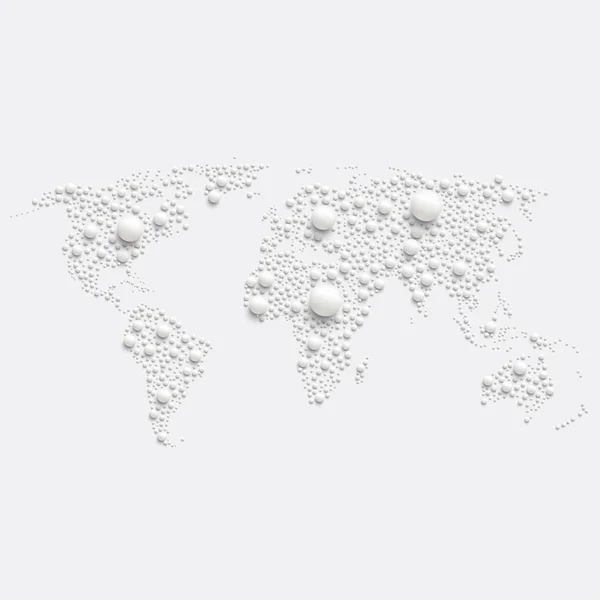 由球制作的白色世界地图, 向量例证 — 图库矢量图片