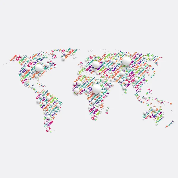 Mapa do mundo branco feito por bolas, ilustração vetorial —  Vetores de Stock