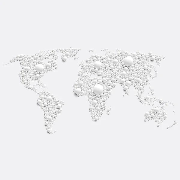 White world map made by balls, vector illustration — Stock Vector
