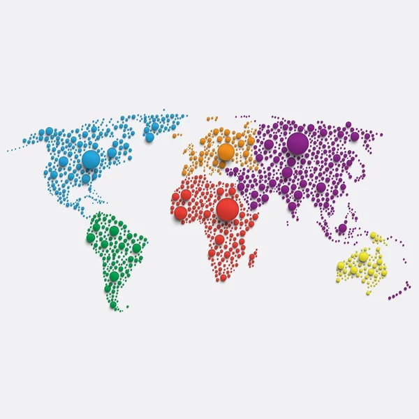 Vit världs karta gjord av bollar, vektor illustration — Stock vektor