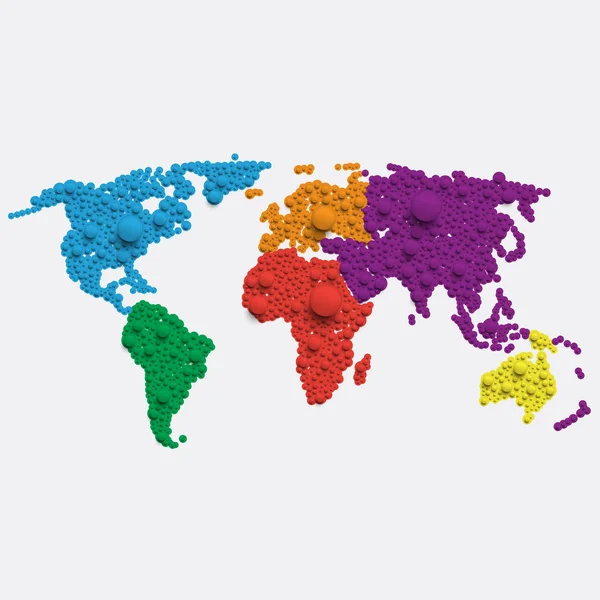 Beyaz dünya haritası topları tarafından yapılan, vektör illüstrasyon — Stok Vektör