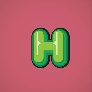 Bir Fontset yeşil çizgi karakter, vektör illüstrasyon