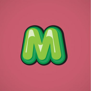 Bir Fontset yeşil çizgi karakter, vektör illüstrasyon