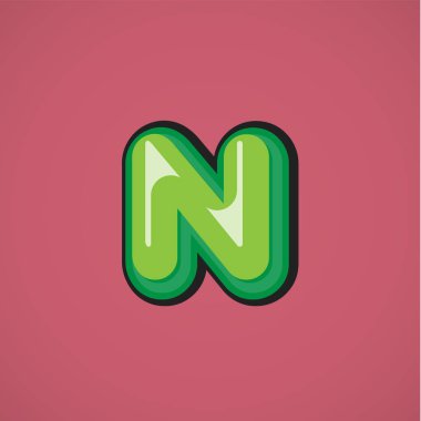 Bir Fontset yeşil çizgi karakter, vektör illüstrasyon