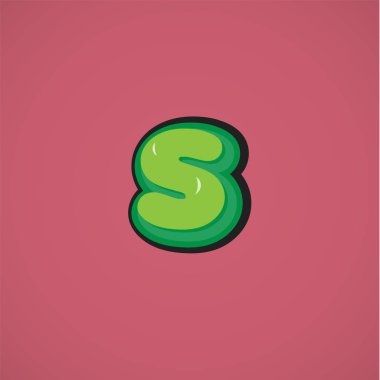 Bir Fontset yeşil çizgi karakter, vektör illüstrasyon