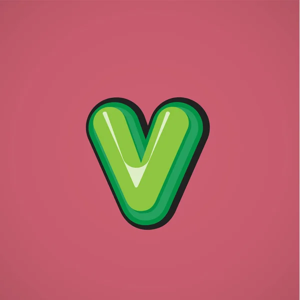Groene stripfiguur uit een fontset, vector illustratie — Stockvector