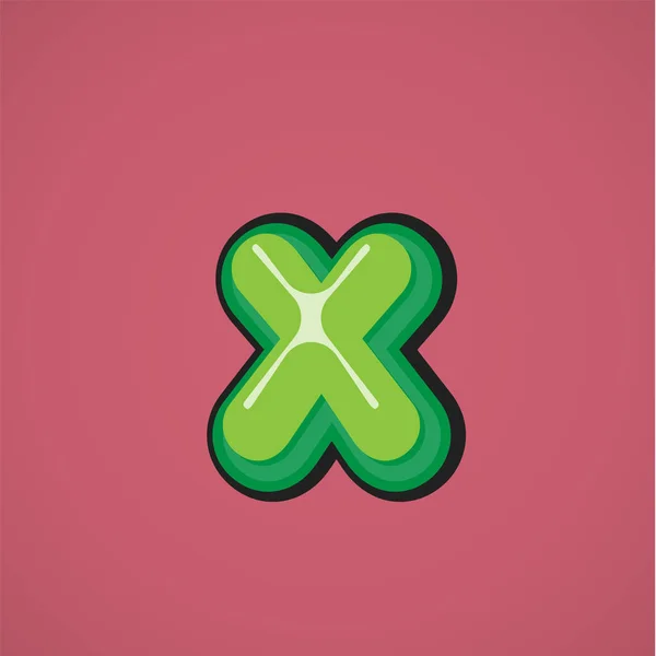 Zelený komický znak z fontaty, vektorový obrázek — Stockový vektor