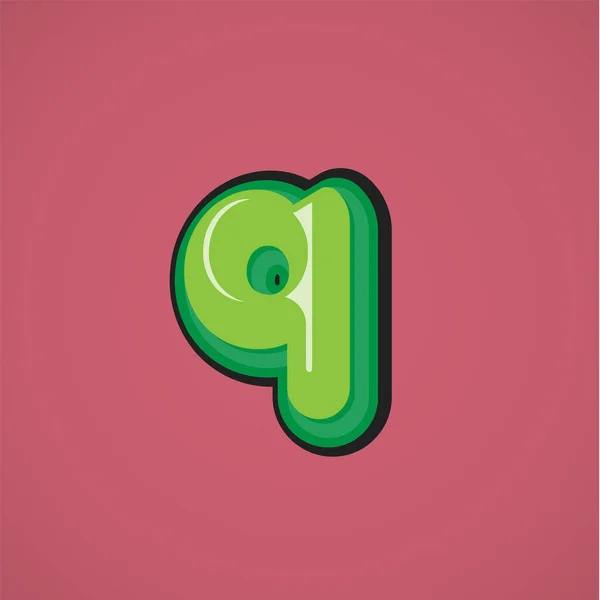Personagem cômico verde de um conjunto de fontes, ilustração vetorial — Vetor de Stock