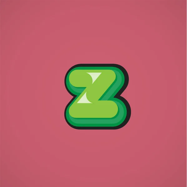 Carácter cómico verde de un juego de fuentes, ilustración vectorial — Vector de stock
