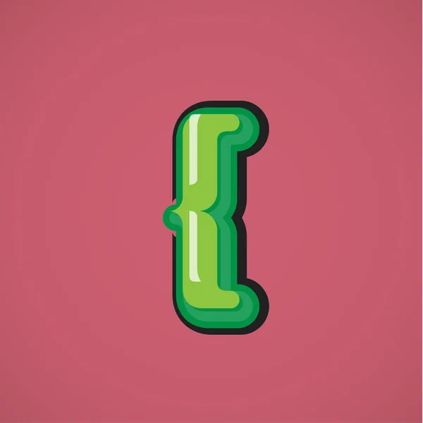 Zöld képregény karakter egy fontset-ből, vektor illusztráció — Stock Vector
