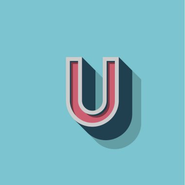 Bir fontset, vektör çizimretro 3d karakter