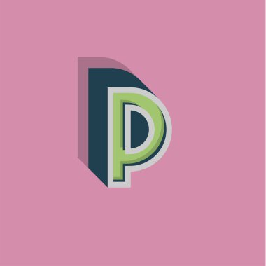 Bir fontset, vektör çizimretro 3d karakter