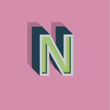 Bir fontset, vektör çizimretro 3d karakter