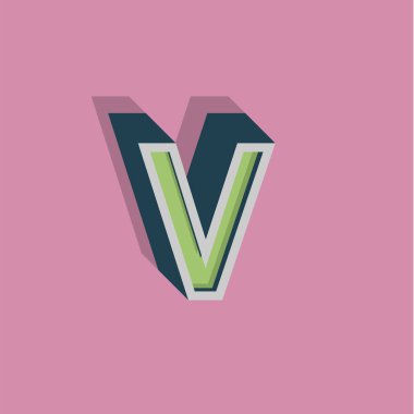 Bir fontset, vektör çizimretro 3d karakter