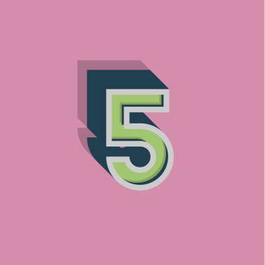 Bir fontset, vektör çizimretro 3d karakter