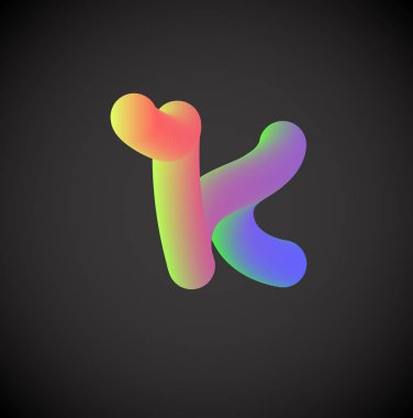 Yazı tipi kümesinden renkli karakter, vektör çizimi