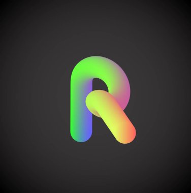 Yazı tipi kümesinden renkli karakter, vektör çizimi