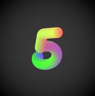 Yazı tipi kümesinden renkli karakter, vektör çizimi