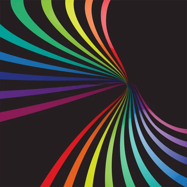 Líneas coloridas en 3D sobre fondo negro, ilustración vectorial — Vector de stock