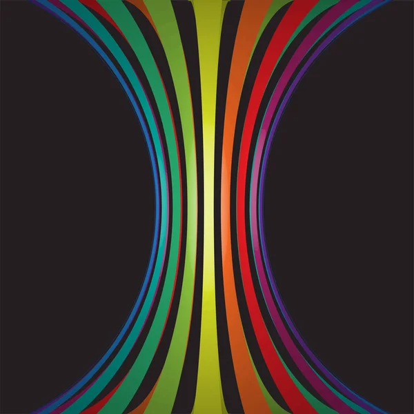 Färgglada linjer i 3D på svart bakgrund, vektor illustration — Stock vektor