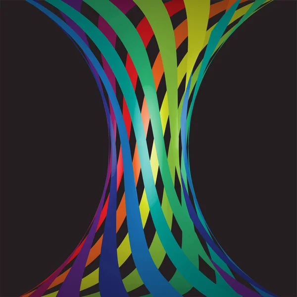 Líneas coloridas en 3D sobre fondo negro, ilustración vectorial — Vector de stock