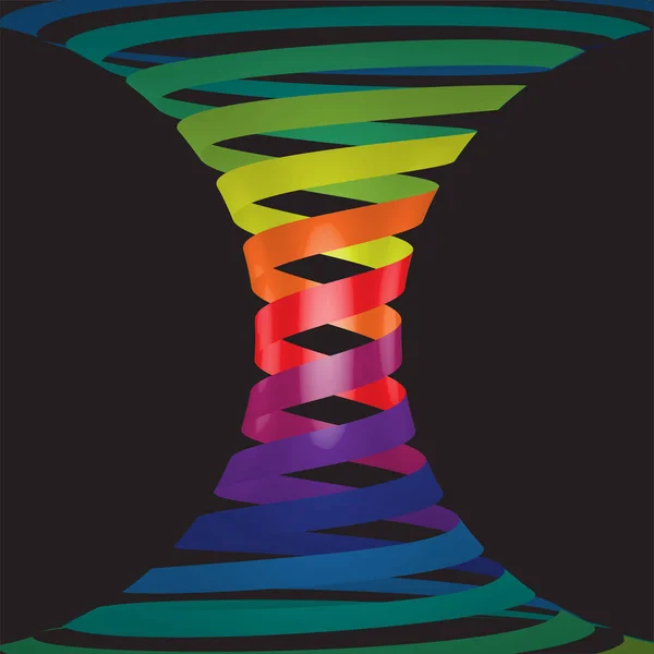 Lignes colorées en 3D sur fond noir, illustration vectorielle — Image vectorielle