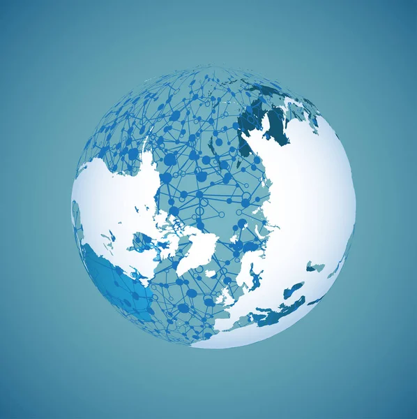 Globo mundial sobre um fundo azul, ilustração vetorial —  Vetores de Stock