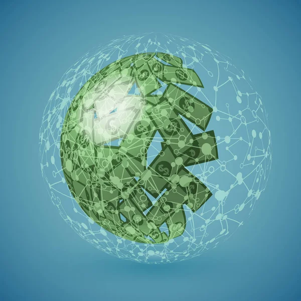 Globe vert en argent, illustration vectorielle — Image vectorielle