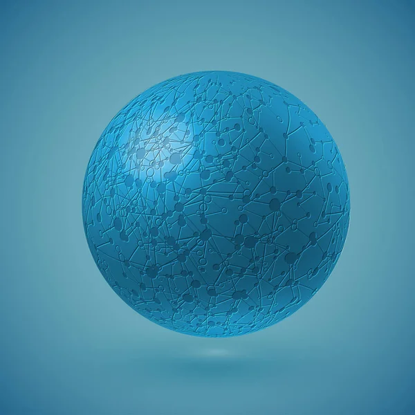 Globe bleu connecté, illustration vectorielle — Image vectorielle