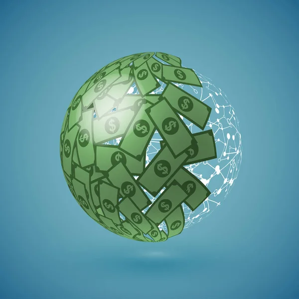 Globe vert en argent, illustration vectorielle — Image vectorielle