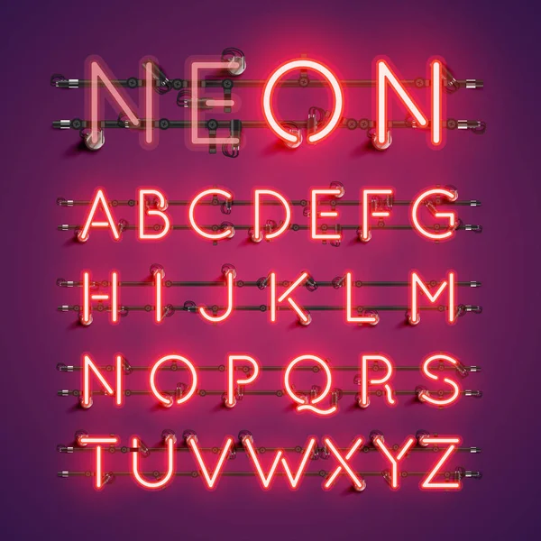 Kablolar ve konsollu sarı gerçekçi neon karakter seti, vect