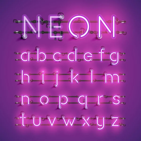 Geel realistische neon karakter set met draden en console, vect — Stockvector
