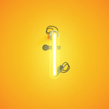 Sarı gerçekçi neon karakteri bir fo 'dan kablolar ve konsolla