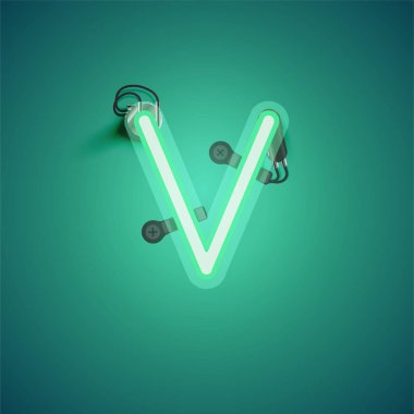 Bir fon dan teller ve konsol ile yeşil gerçekçi neon karakter