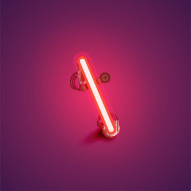 Bir yazı tipi nden teller ve konsol ile kırmızı gerçekçi neon karakter