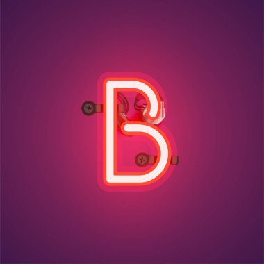 Bir yazı tipi nden teller ve konsol ile kırmızı gerçekçi neon karakter
